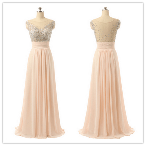 A-Line Charming Sleeves Beading Prom Dress - Laurafashionshop