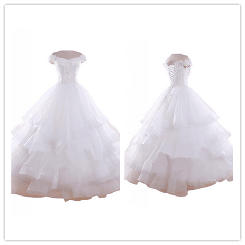Sweetheart Off-shoulder Graceful Retro Princess White Wedding Dress - Laurafashionshop