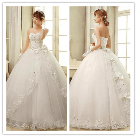 Sweetheart New Arrival Ruched Beaded Corset Lace Wedding Dresses Bridal Gonws - Laurafashionshop