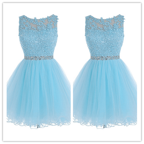 Fitted Tulle Lace Homecoming Dress Short Prom Dresses - Laurafashionshop