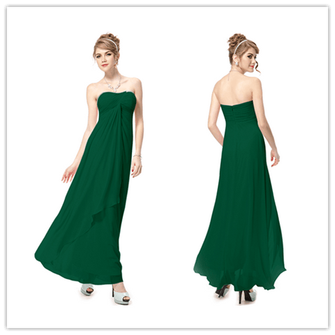 Emerald Green Empire Waist Chiffon Long Bridesmaid Dresses Prom Dresses - Laurafashionshop