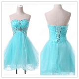 2022 Fashion Blue Tulle Sparkly Sweetheart 16 Dress Prom Dresses - Laurafashionshop