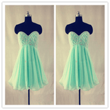 Chiffon Straps Mint Green Beading Beautiful Prom Dresses - Laurafashionshop