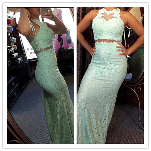 Lace Great Mermaid Real Made Prom Dresses - Laurafashionshop