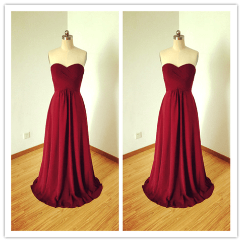 Chiffon Burgundy Bridesmaid Dresses Prom Dresses - Laurafashionshop